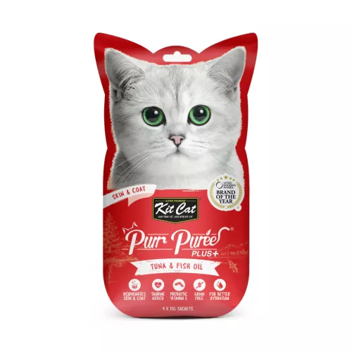 Kit Cat Purr Puree Plus+ Tuna (Skin & Coat) 4 x 15g