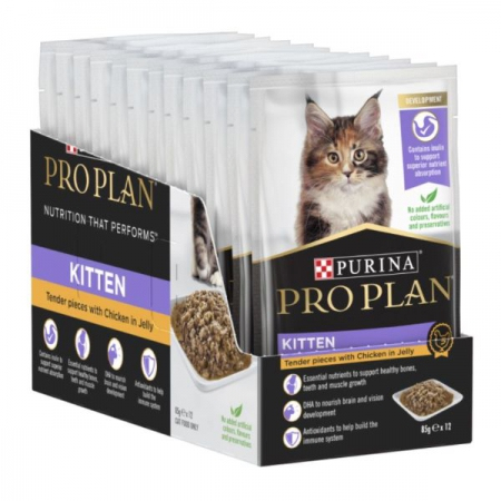 Pro Plan Feline Kitten Wet Chicken in JELLY 12x85G