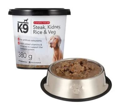 K-9 Tub Steak, Kidney, Rice & Veg 380g