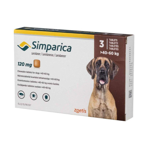 Simparica 120mg x 3 Tabs 40kg - 60kg (Chocolate)