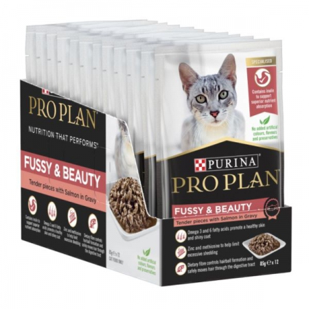 Pro Plan Feline Adult Fus&Beaut Wet Sal-Gravy 12x85g