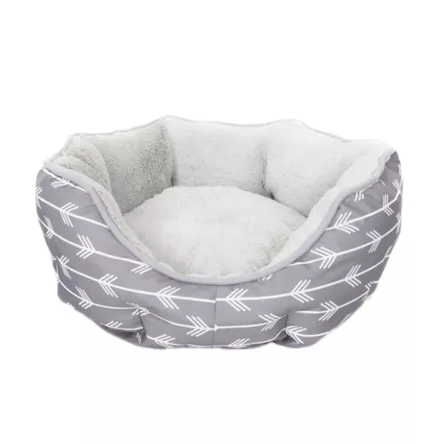 Marltons Grey Plush Bed for Dogs Small 45cm x 40cm x 14cm