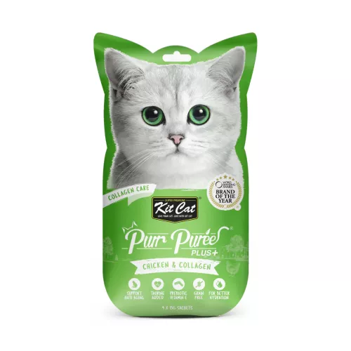 Kit Cat Purr Puree Plus+ Chicken (Collagen Care) 4 x 15g