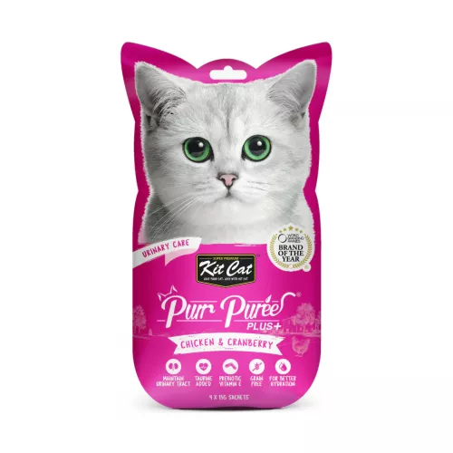 Kit Cat Purr Puree Plus+ Chicken & Cranberry (Urinary Care) 4 x 15g