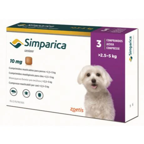 Simparica 10mg x 3 Tabs 2.5kg - 5kg (Purple)