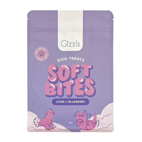 Gizzls Soft Bites Liver & Blueberry Dog Treats 300g